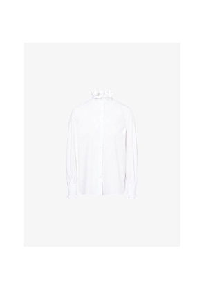 Womens Valentino Garavani Ruffle-Trim Long-Sleeve Cotton Shirt