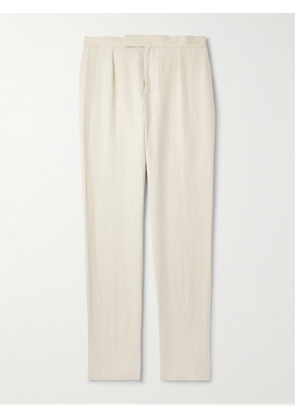 Ralph Lauren Purple Label - Davis Straight-Leg Silk and Linen-Blend Trousers - Men - Neutrals - UK/US 30