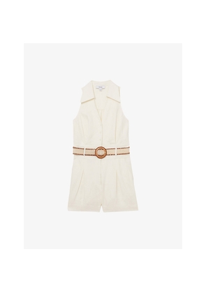 Womens Reiss Anjie Sleeveless Linen Playsuit