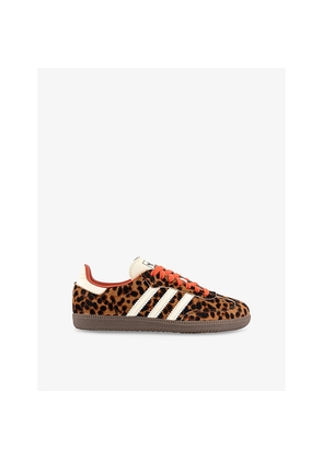 Womens Adidas Samba OG Leopard-Print Leather Low-Top Trainers