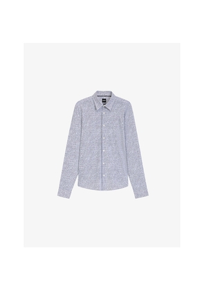 Mens Boss Graphic-Print Regular-Fit Stretch-Woven Shirt