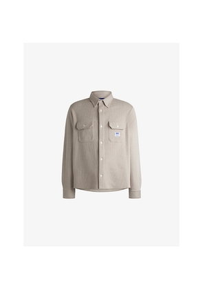 Mens Hugo Brand-Patch Waffle-Texture Cotton-Blend Shirt