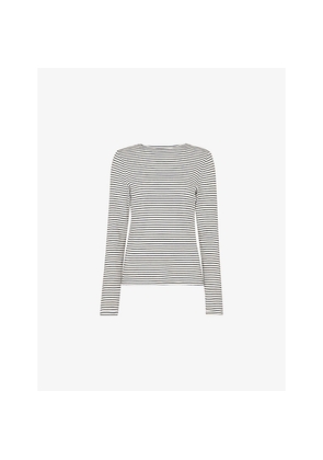 Womens Whistles Striped Long-Sleeved Stretch-Cotton Top