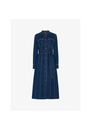 Womens Whistles Myra Tie-Waist Denim Midi Dress