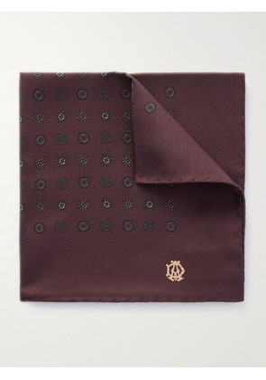 Dunhill - Printed Mulberry Silk-Twill Pocket Square - Men - Burgundy
