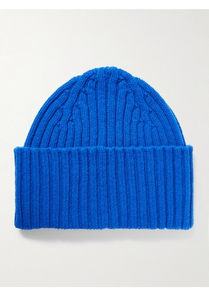 Drake's - HIM Ribbed Wool Beanie - Men - Blue