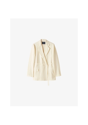 Womens Joseph Amelot Pleated-Texture Silk-Blend Blazer