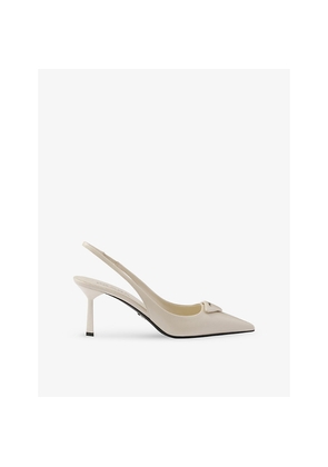 Womens Prada Saffiano Sling-Back Patent-Leather Heeled Courts