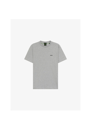 Mens Boss Logo-Embroidered Regular-Fit Stretch-Cotton T-Shirt