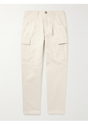 Brunello Cucinelli - Straight-Leg Virgin Wool-Flannel Cargo Trousers - Men - Neutrals - IT 44