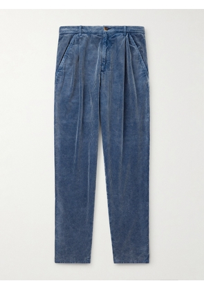 Brunello Cucinelli - Tapered Cotton-Corduroy Trousers - Men - Blue - IT 44