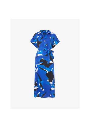 Womens Whistles Abstract-Print Relaxed-Fit Linen Midi Dress