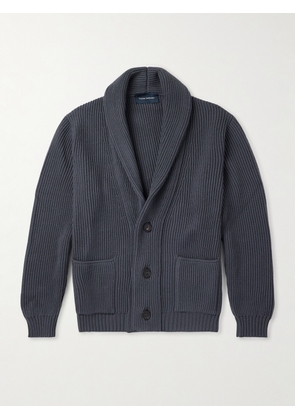Thom Sweeney - Shawl-Collar Ribbed Wool Cardigan - Men - Blue - XS