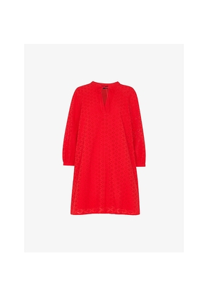 Womens Whistles Broderie V-Neck Cotton Mini Dress