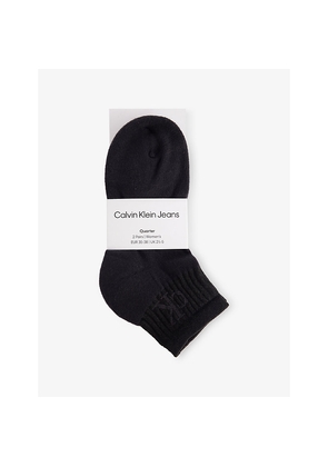 Womens Calvin Klein Branded Pack Of Two Cotton-Blend Ankle Socks