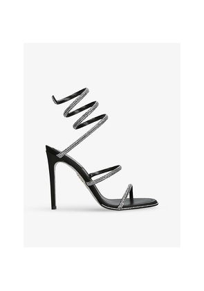 Womens Rene Caovilla Cleo 105 Crystal-Embellished Satin Heeled Sandals