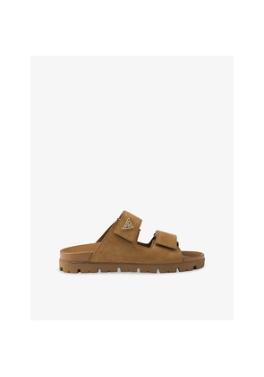Mens Prada Logo-Embellished Suede Sandals