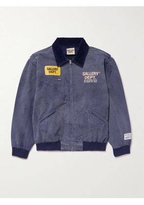 Gallery Dept. - Mechanic Corduroy-Trimmed Logo-Print Cotton Bomber Jacket - Men - Blue - S