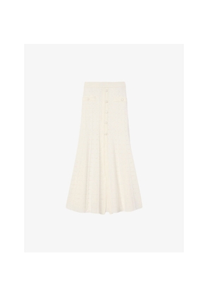 Womens Sandro High-Rise Pointelle-Texture Knitted Maxi Skirt