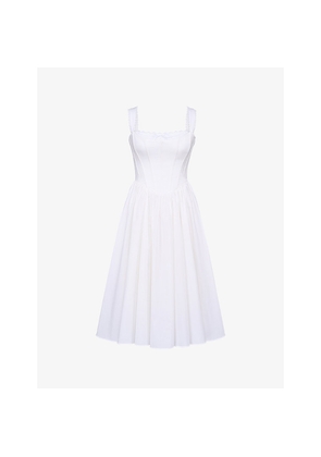 Womens House of CB Amara Floral-Print Lace-Embroidered Stretch-Cotton Midi Dress