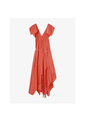 Womens Joseph Plumet Asymmetric-Hem Silk-Habotai Maxi Dress