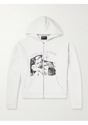 Enfants Riches Déprimés - I Still Have Hope Printed Cotton-Jersey Zip-Up Hoodie - Men - Neutrals - S