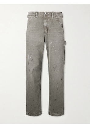 Enfants Riches Déprimés - Straight-Leg Paint-Splattered Cotton-Canvas Trousers - Men - Gray - UK/US 28