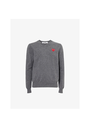 Mens Comme Des Garcons Play Play V-Neck Wool Jumper