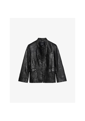 Womens Zadig&Voltaire Veryn Collarless Slim-Fit Crinkled-Leather Jacket