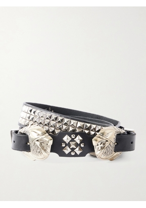 Enfants Riches Déprimés - 3.8cm Double Eagle Studded Leather Belt - Men - Black - EU 85