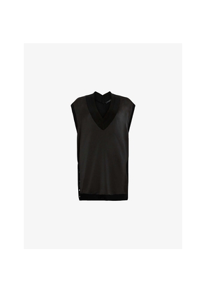 Womens Allsaints Bern Stud-Embellished Satin and Wool Tank Top