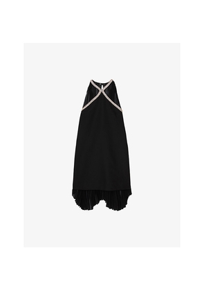 Womens Sandro Rhinestone-Embellished Cape Woven Mini Dress