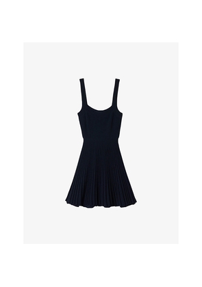 Womens Sandro Sleeveless Pleated Knitted Mini Dress