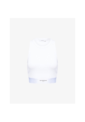 Womens Givenchy Branded-Underband Cropped Stretch-Cotton Tank Top