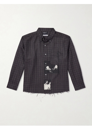 Enfants Riches Déprimés - Assemblage Button-Down Collar Frayed Checked Virgin Wool-Flannel Shirt - Men - Gray - S