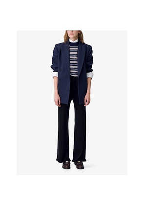 Womens Claudie Pierlot Frilled-Trim Flared-Leg Mid-Rise Stretch-Knit Trousers