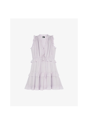 Womens The Kooples Ruffle-Trim Sleeveless Woven Mini Dress