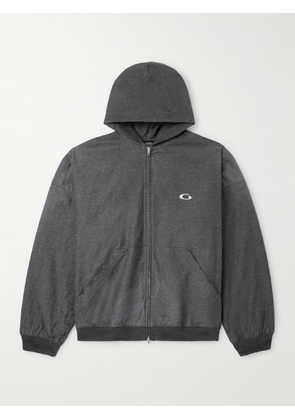 Balenciaga - Logo-Embroidered Printed Denim Zip-Up Hoodie - Men - Gray - M