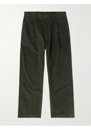 Kardo - Antonio Straight-Leg Embroidered Cotton-Corduroy Trousers - Men - Green - S