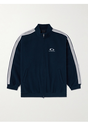 Balenciaga - Logo-Embroidered Striped Fleece Track Jacket - Men - Blue - M