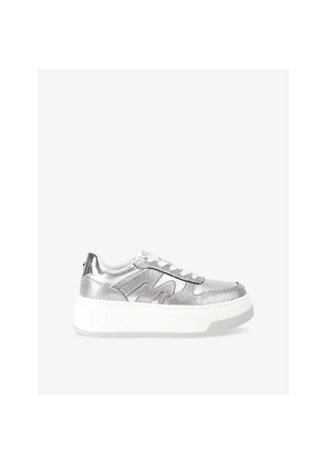 Womens Steve Madden Dynamo-R Faux Metallic-Leather Low-Top Trainers