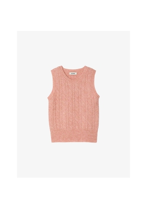 Womens Sandro Cable-Knit Wool-Blend Vest