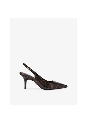 Womens Carvela Spirit Leopard-Print Faux Patent-Leather Slingback Courts