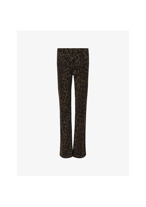 Womens Allsaints Haldan Leopard-Print Stretch-Denim Jeans