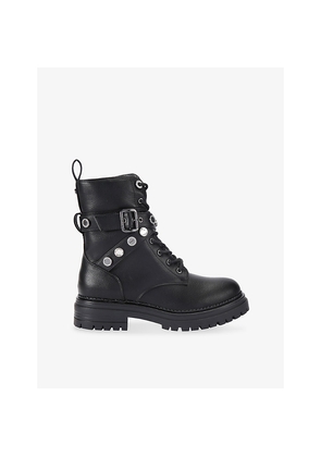 Womens Carvela Headline Faux-Leather Combat Boots