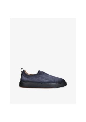 Mens Santoni Clean Icon Victory Nubuck-Leather Low-Top Trainers