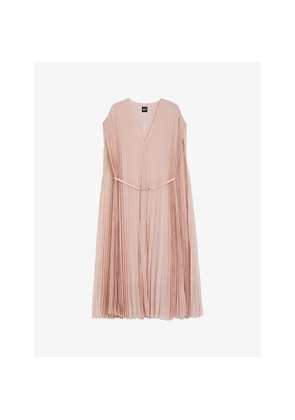 Womens Boss Pleated Belted Woven Midi Dress