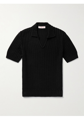 Orlebar Brown - Textured-Knit Organic Cotton Polo Shirt - Men - Black - S