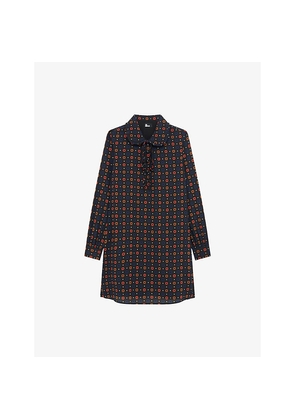 Womens The Kooples Floral-Print Long-Sleeved Stretch-Woven Mini Dress