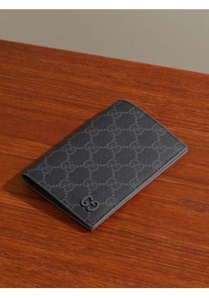 Gucci - GG Supreme Monogrammed Coated-Canvas and Pebble-Grain Leather Passport Holder - Men - Black